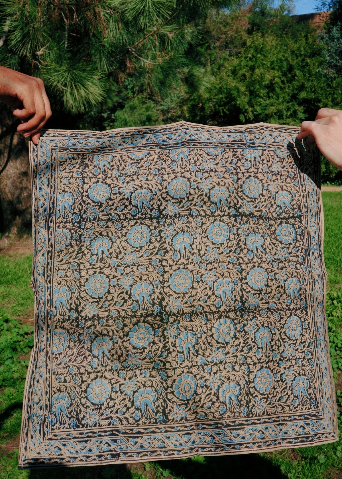 Saphire Orchids - Kalamkari Cotton Bandana