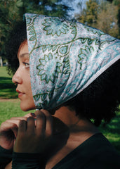 Peacock Bloom - Block Printed Cotton Bandana