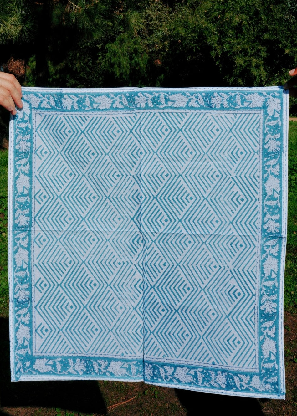Teal Breeze - Block Printed Cotton Bandana