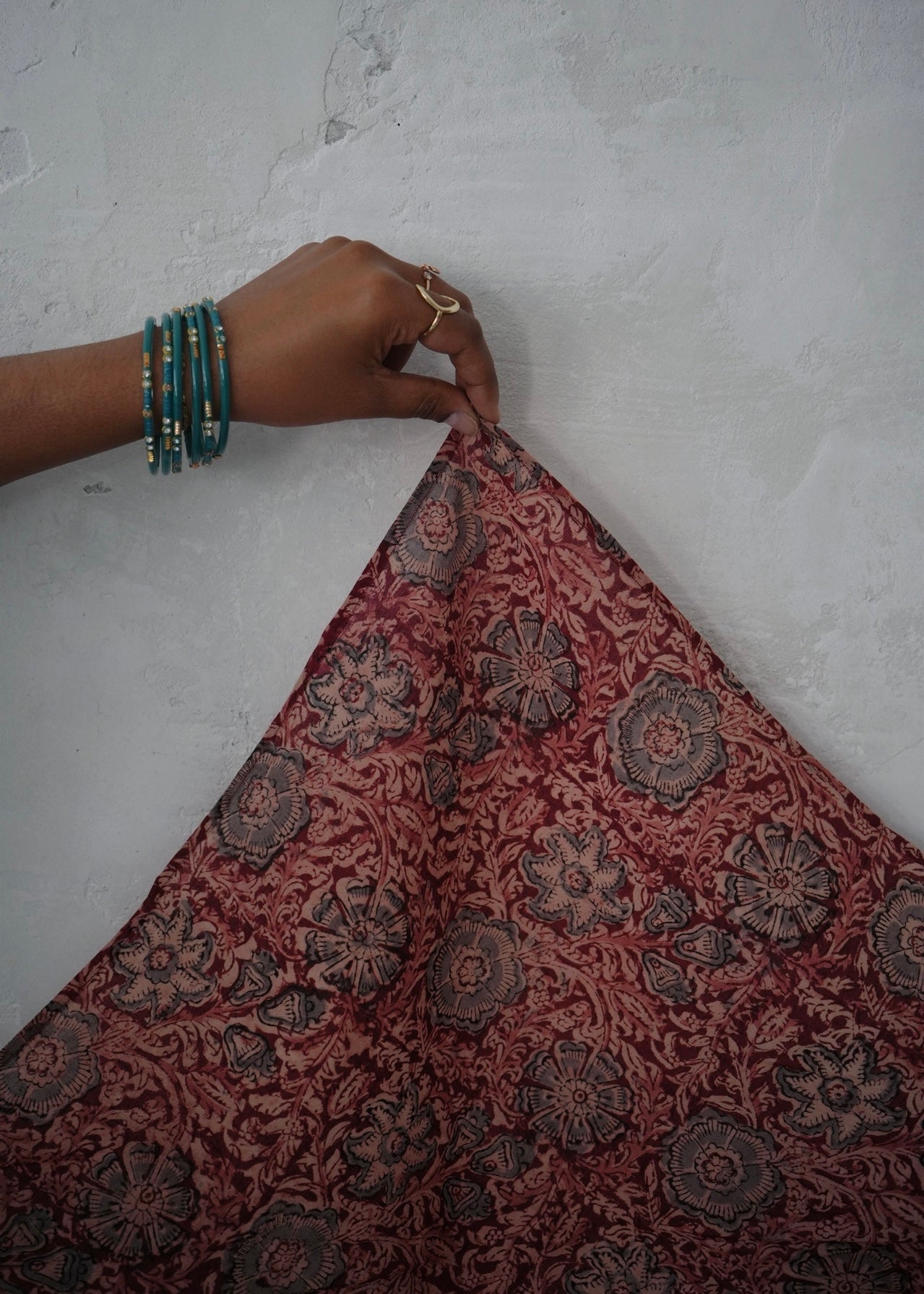 Crimson Blossom - Kalamkari Cotton Bandana