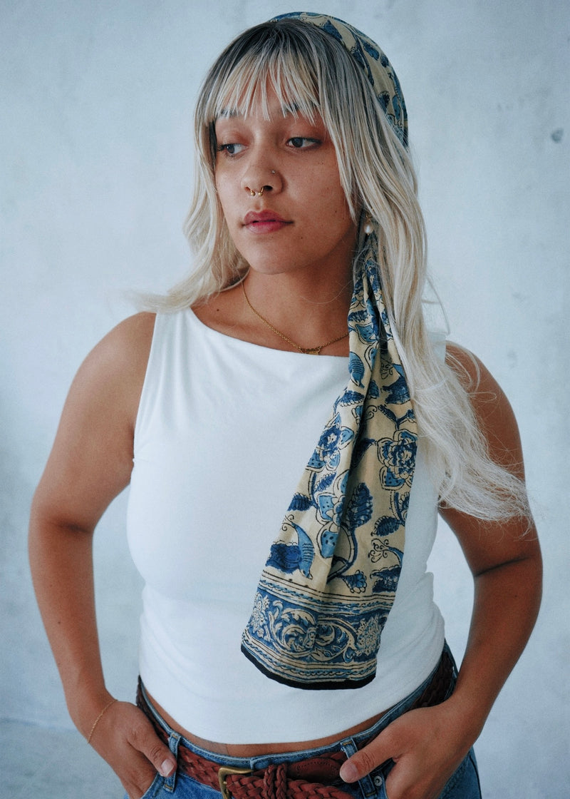 The Blue Jay's Song - Hand Block Printed Scarf