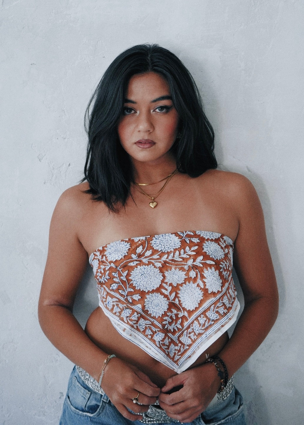 Chestnut Blossoms - Hand Block Printed Cotton Bandana