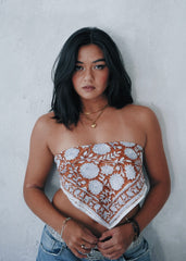 Chestnut Blossoms - Hand Block Printed Cotton Bandana