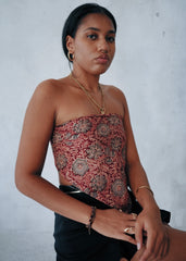 Crimson Blossom - Kalamkari Cotton Bandana