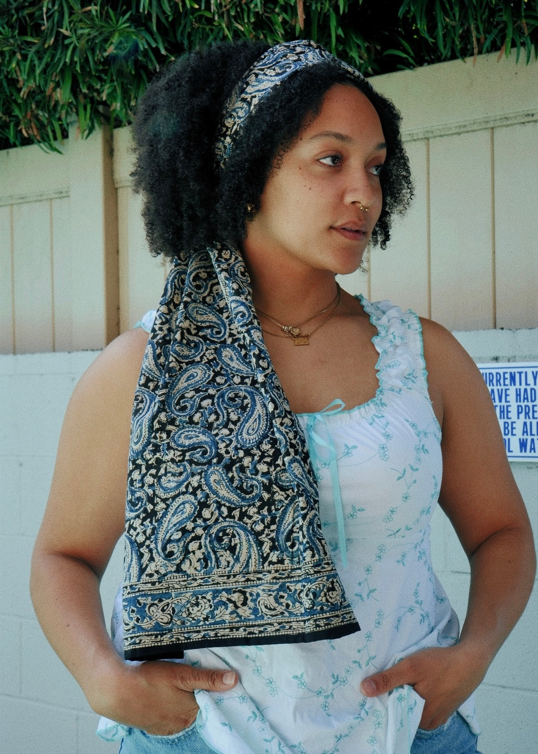Spirits in the Night  - Hand Block Printed Scarf (600-057)