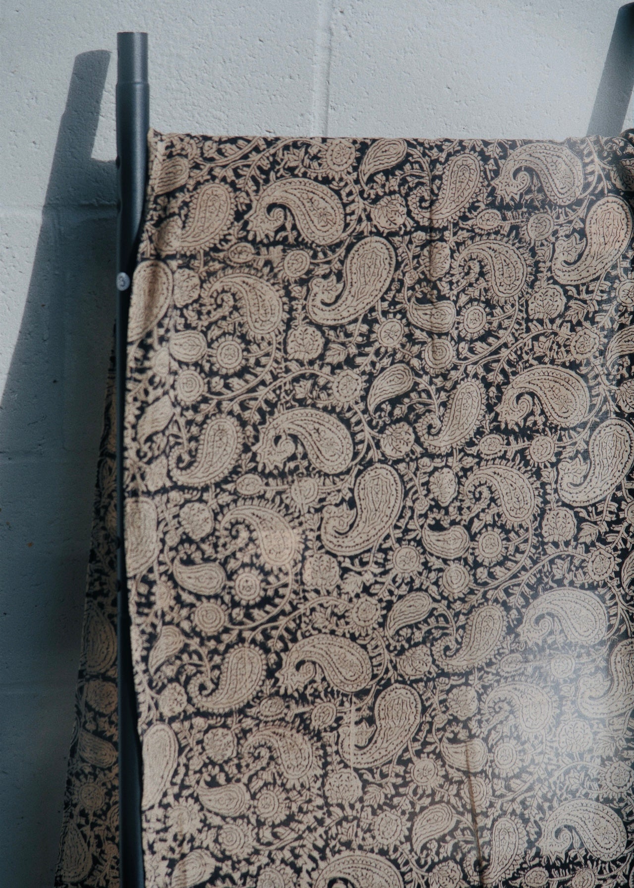 Charcoal Paisley - Hand Block Printed Scarf (600-008)