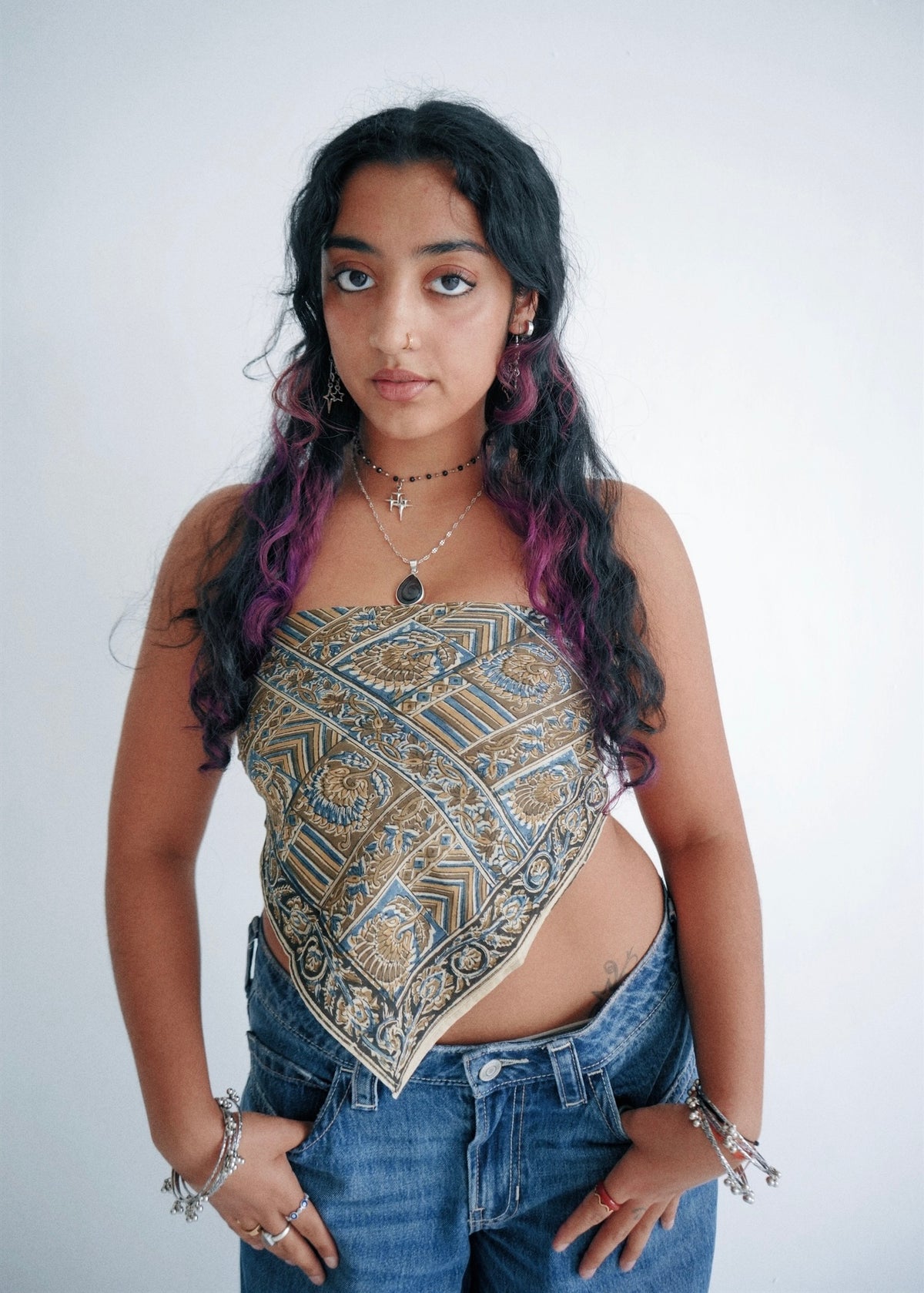 Evening Dandelions - Kalamkari Cotton Bandana