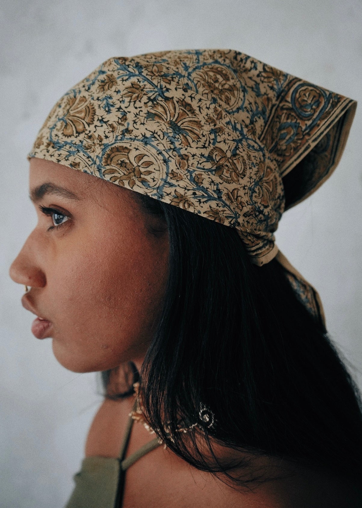 Gardenia Bell - Kalamkari Cotton Bandana