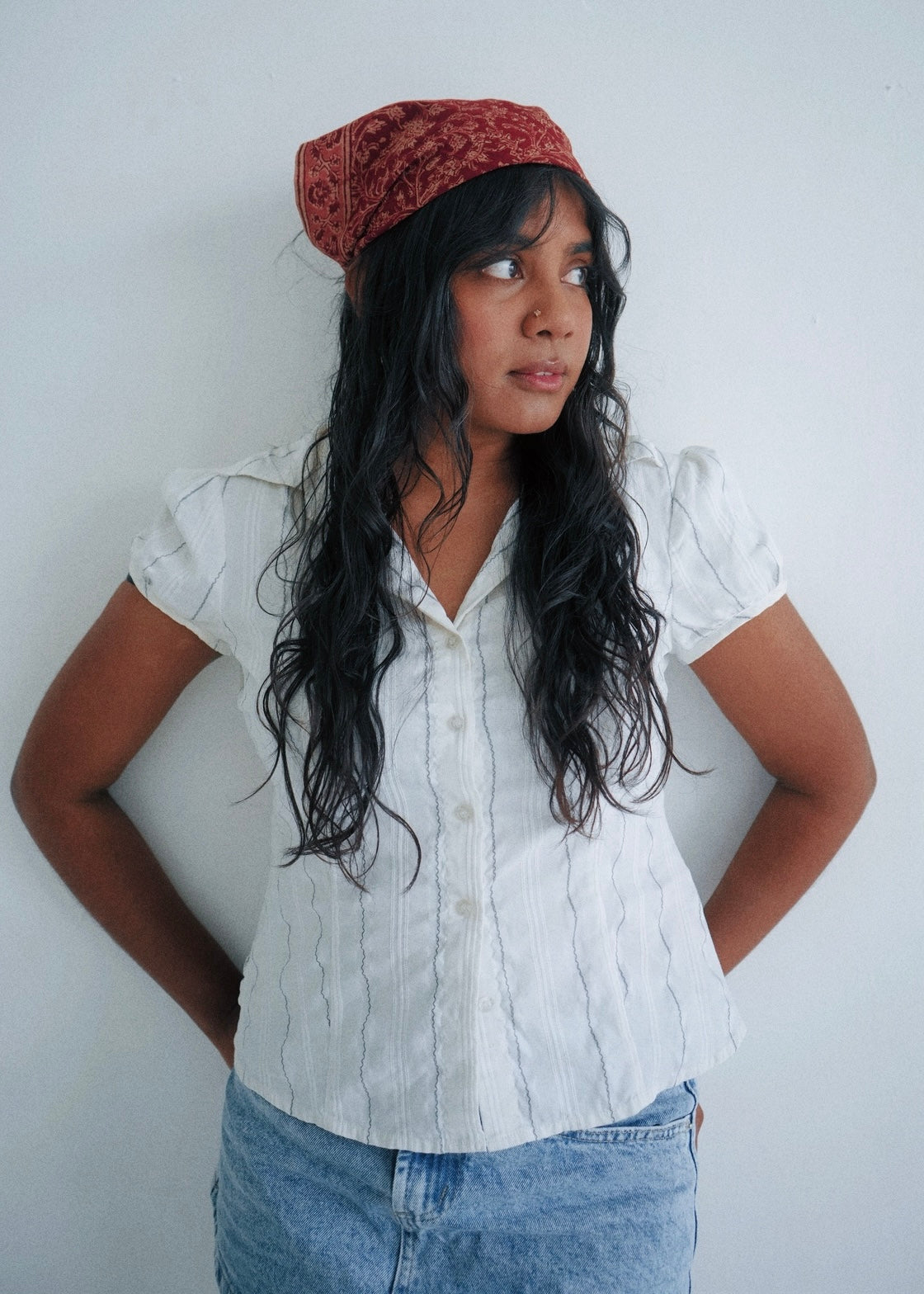 Crimson Twist - Kalamkari Cotton Bandana