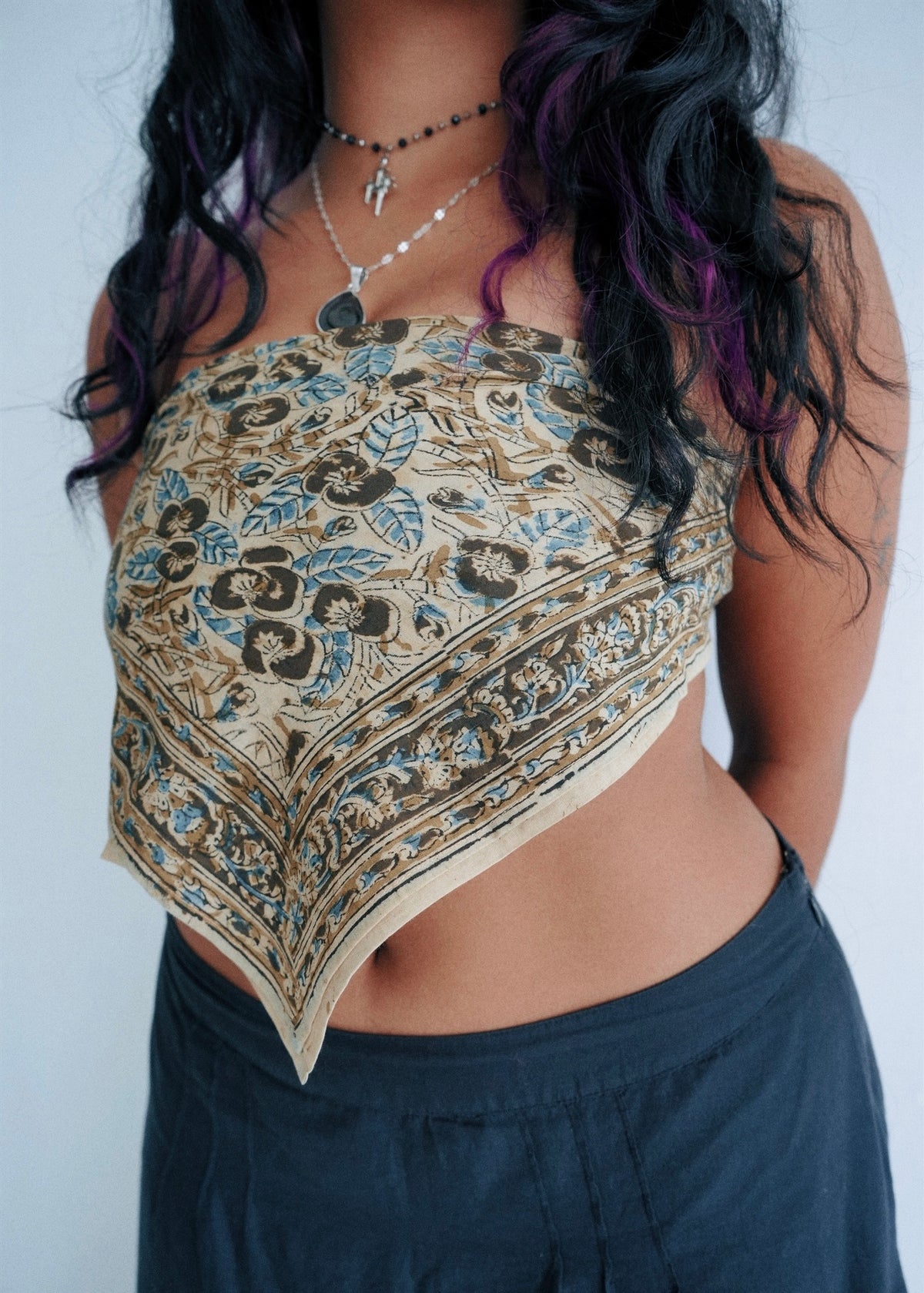 Nature's Nightfall - Kalamkari Cotton Bandana