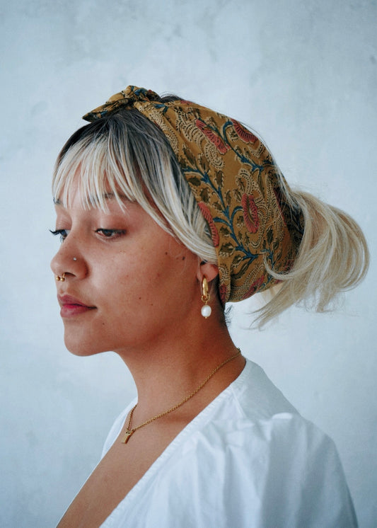 Rosegold Rivers  - Kalamkari Cotton Bandana