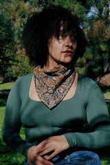 Black Flowers - Kalamkari Cotton Bandana