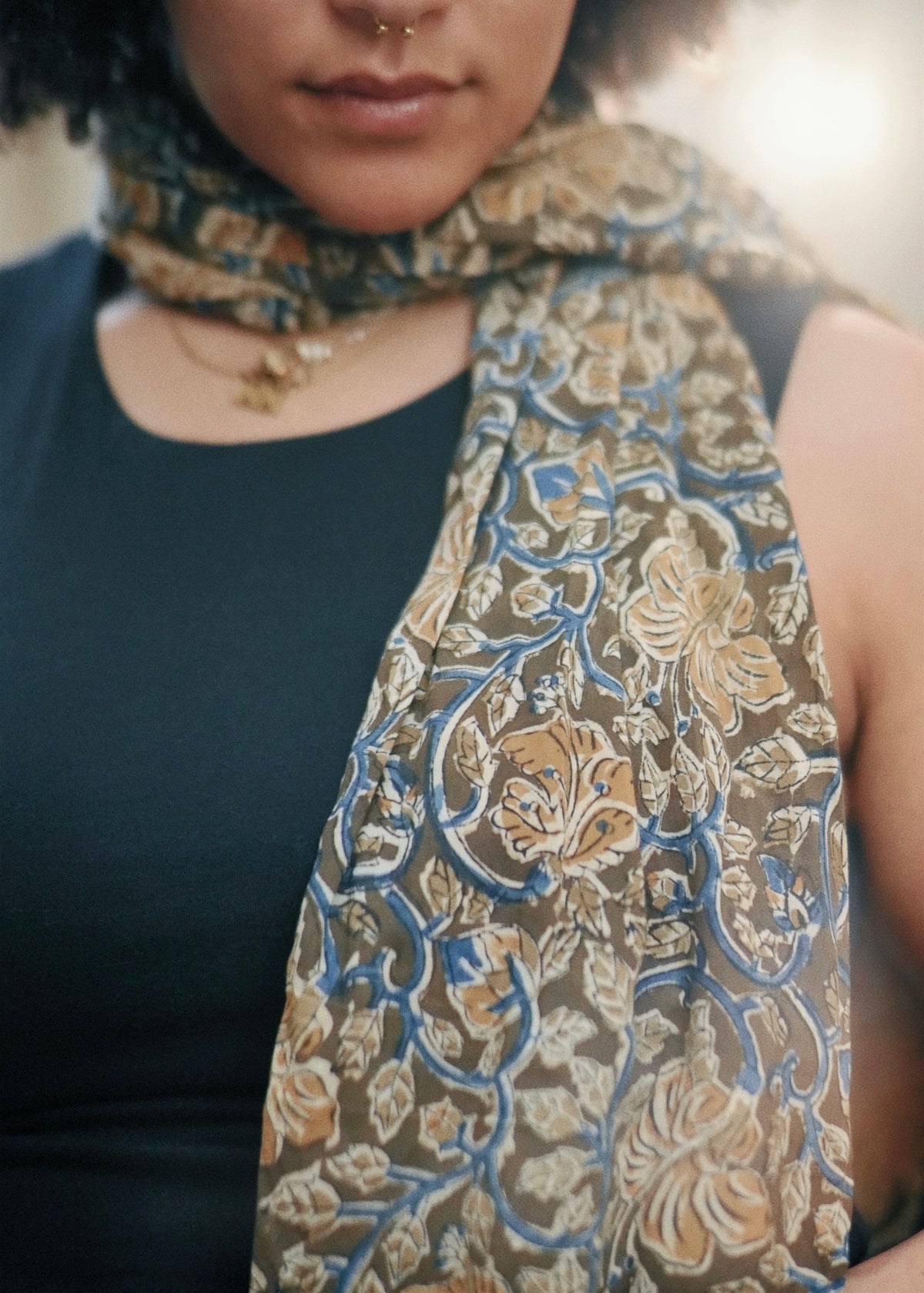Sahara Rivers - Hand Block Printed Scarf (600-060)