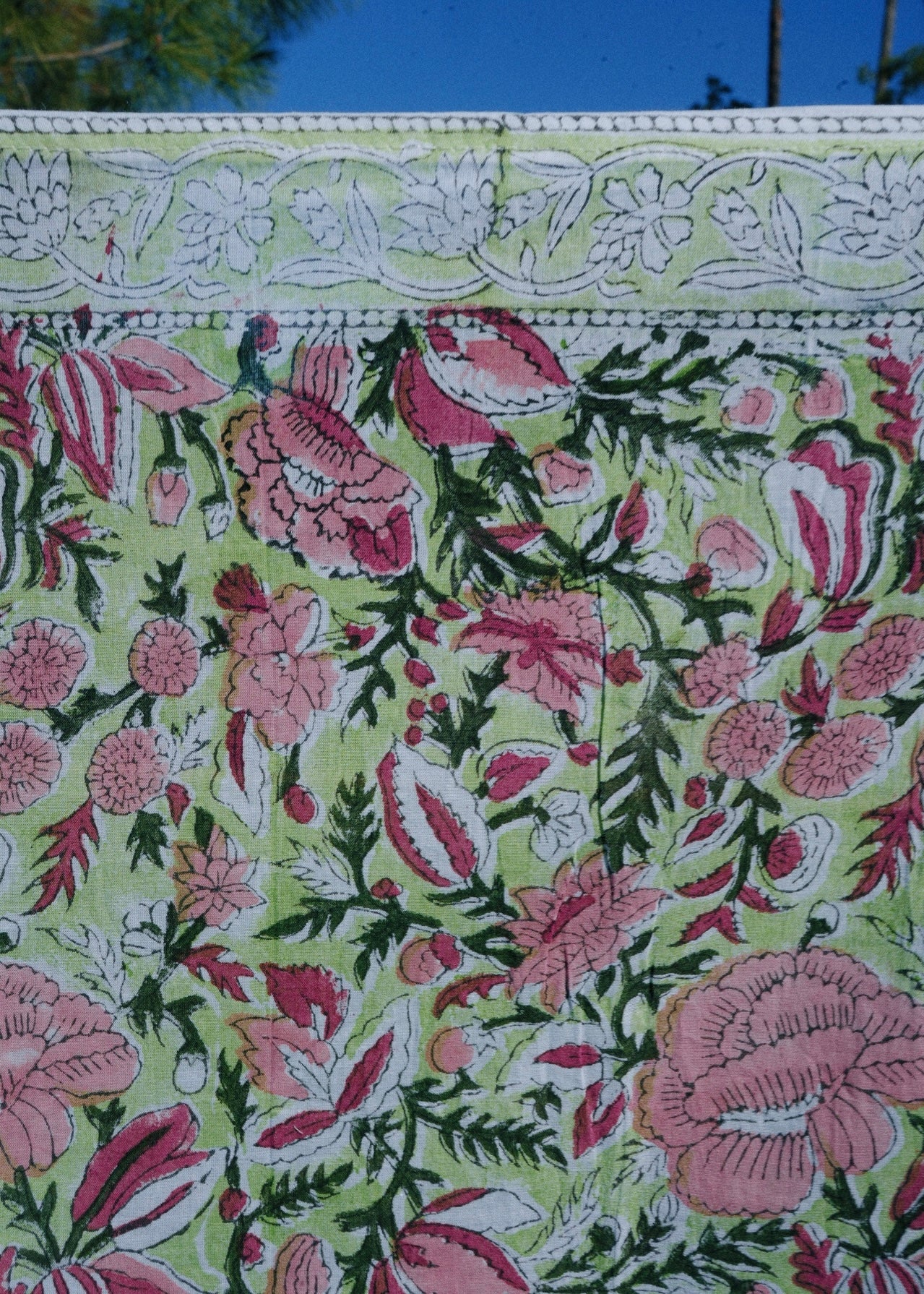 Spring Rose Garden - Block Printed Cotton Bandana