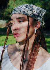 Blue Dandelions  - Kalamkari Cotton Bandana