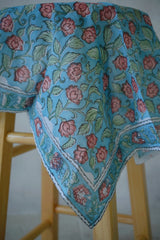 Floating Petals - Hand Block Printed Cotton Bandana