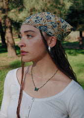 Blueberry Vine (Yellow) - Kalamkari Cotton Bandana