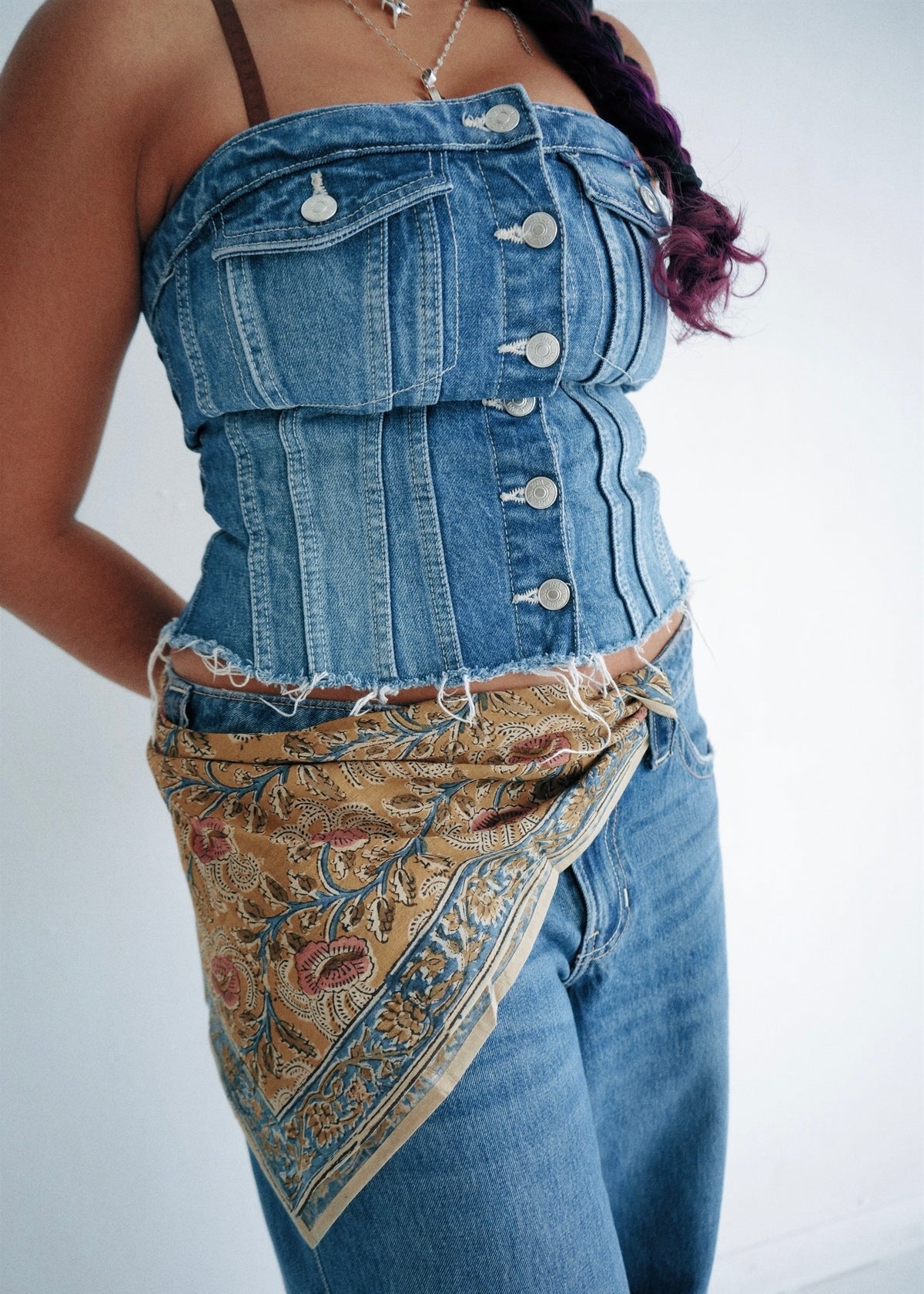 Cobalt Floral - Kalamkari Cotton Bandana