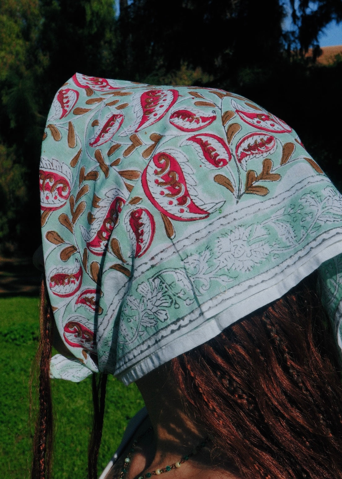 Mint Blush - Block Printed Cotton Bandana