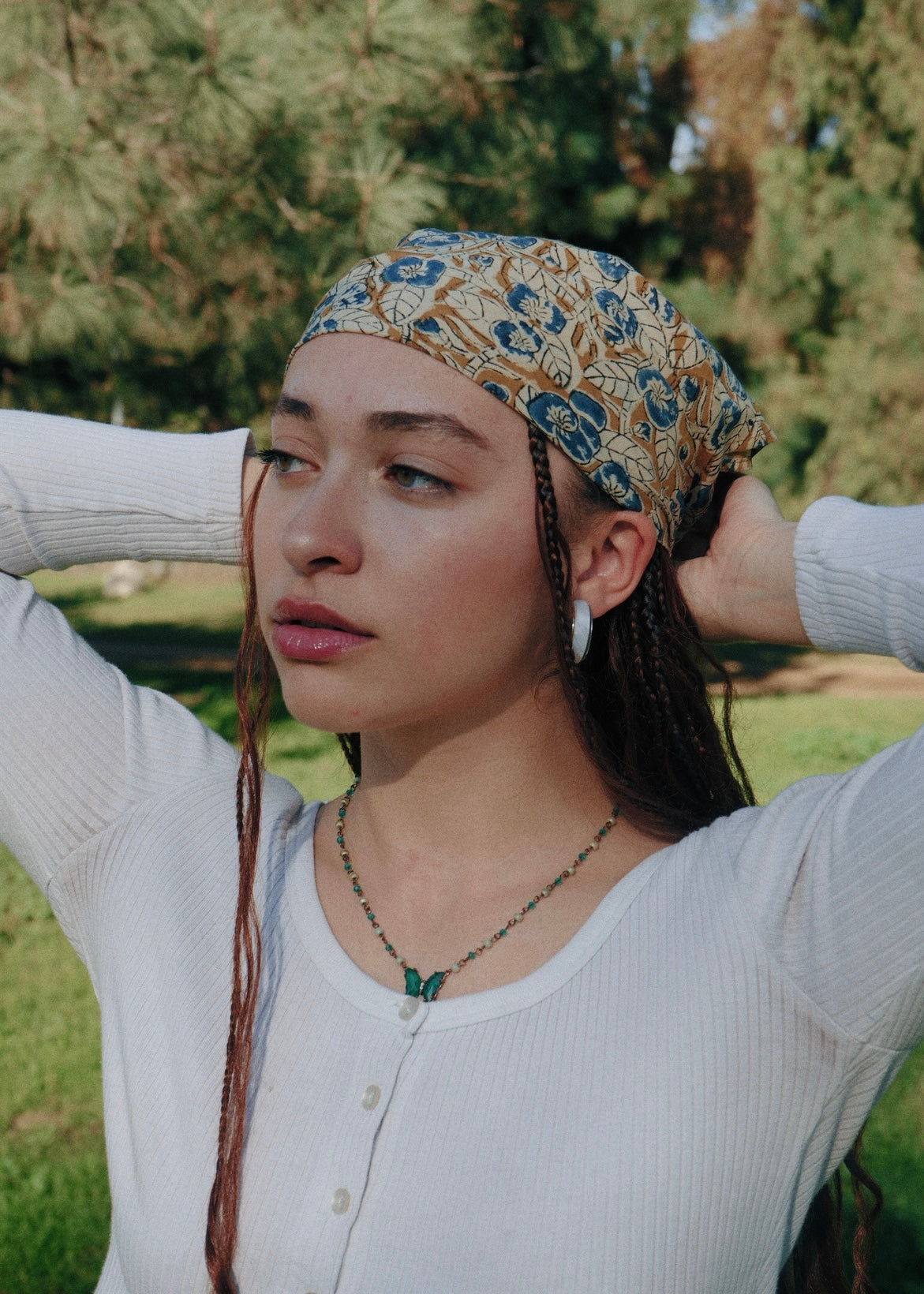 Blueberry Vine (Yellow) - Kalamkari Cotton Bandana