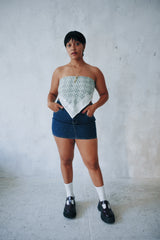 Swimming In Sea Foam - Hand Block Printed Cotton Bandana