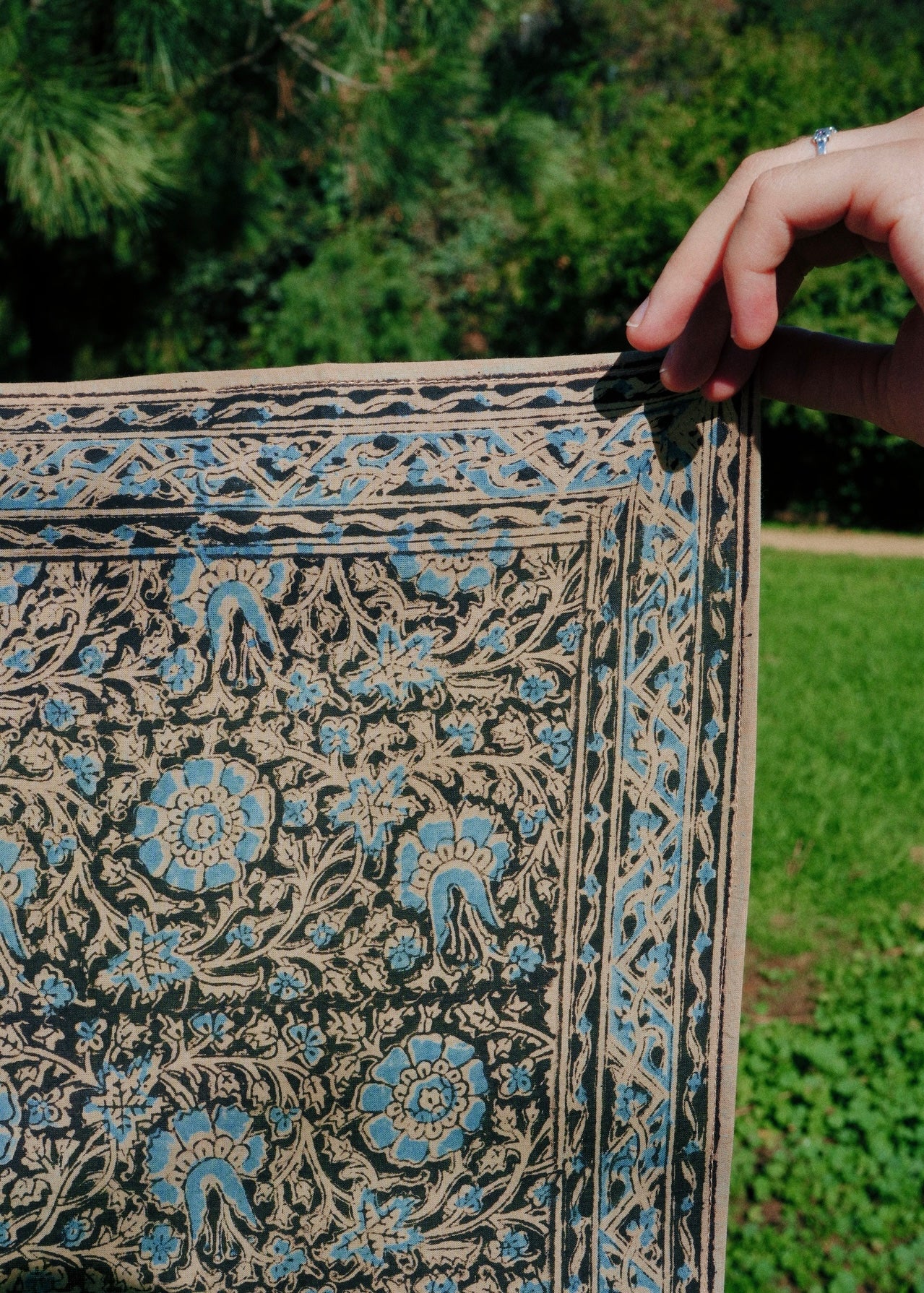Saphire Orchids - Kalamkari Cotton Bandana