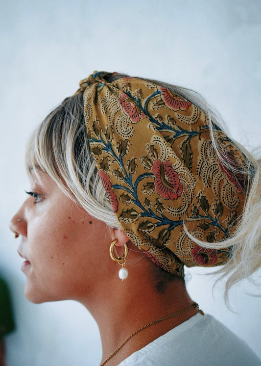Rosegold Rivers  - Kalamkari Cotton Bandana