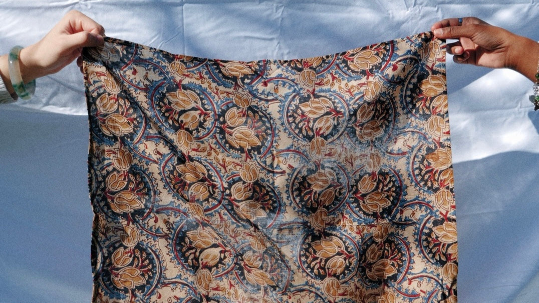 Golden Bloom - Kalamkari Cotton Bandana