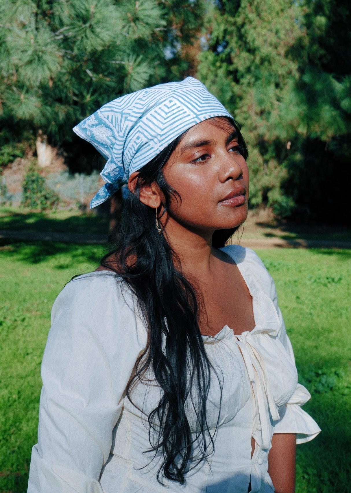 Teal Breeze - Block Printed Cotton Bandana