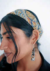 Cobalt Floral - Kalamkari Cotton Bandana