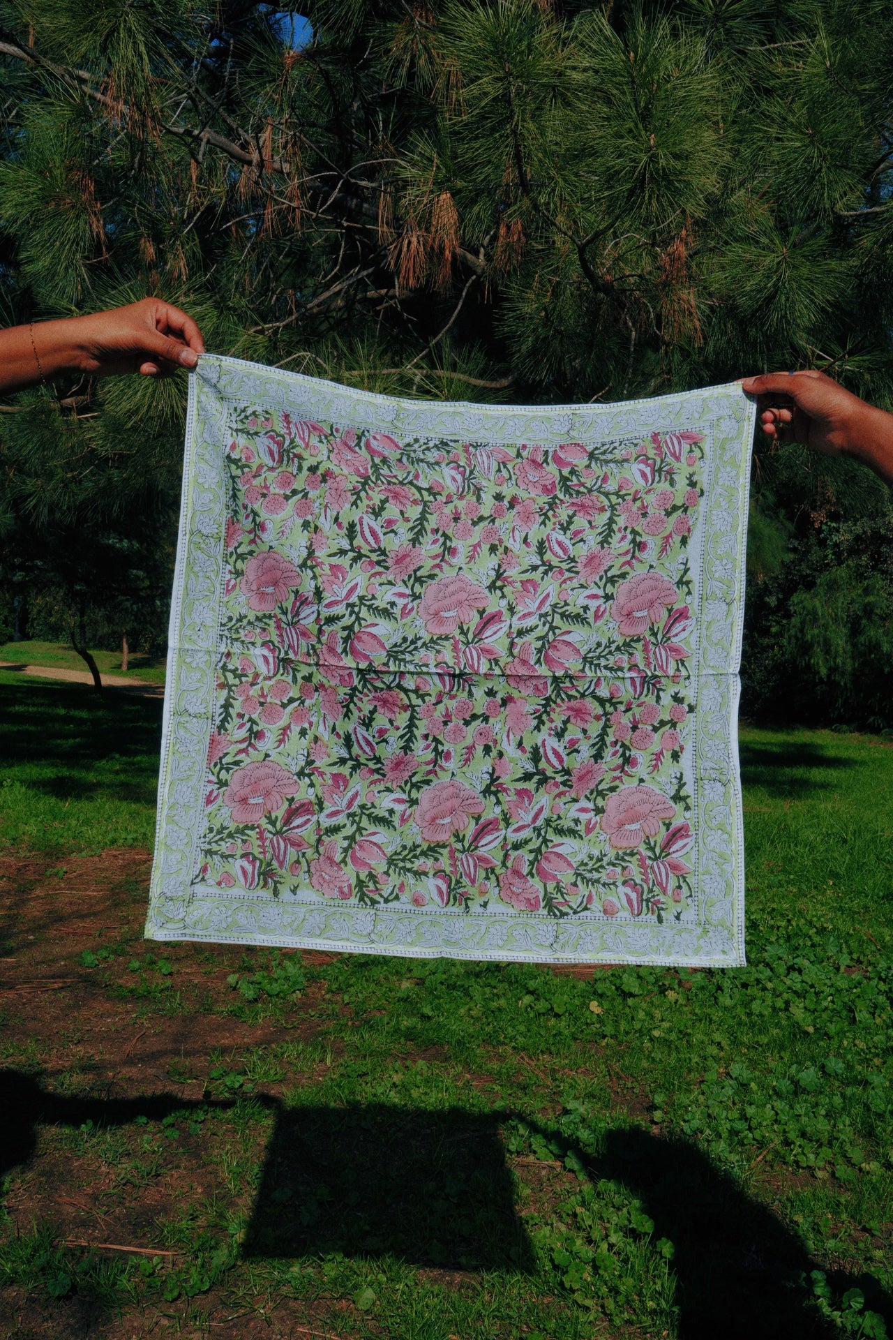 Spring Rose Garden - Block Printed Cotton Bandana