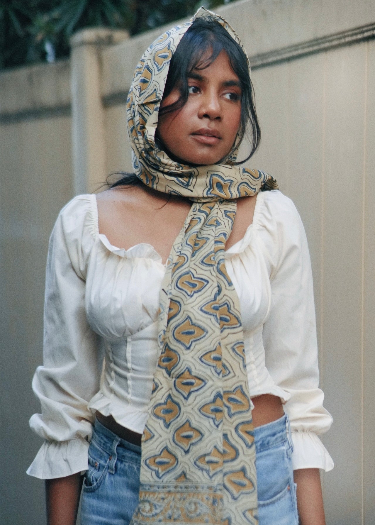 The Juhu Shoreline - Hand Block Printed Scarf (600-039)