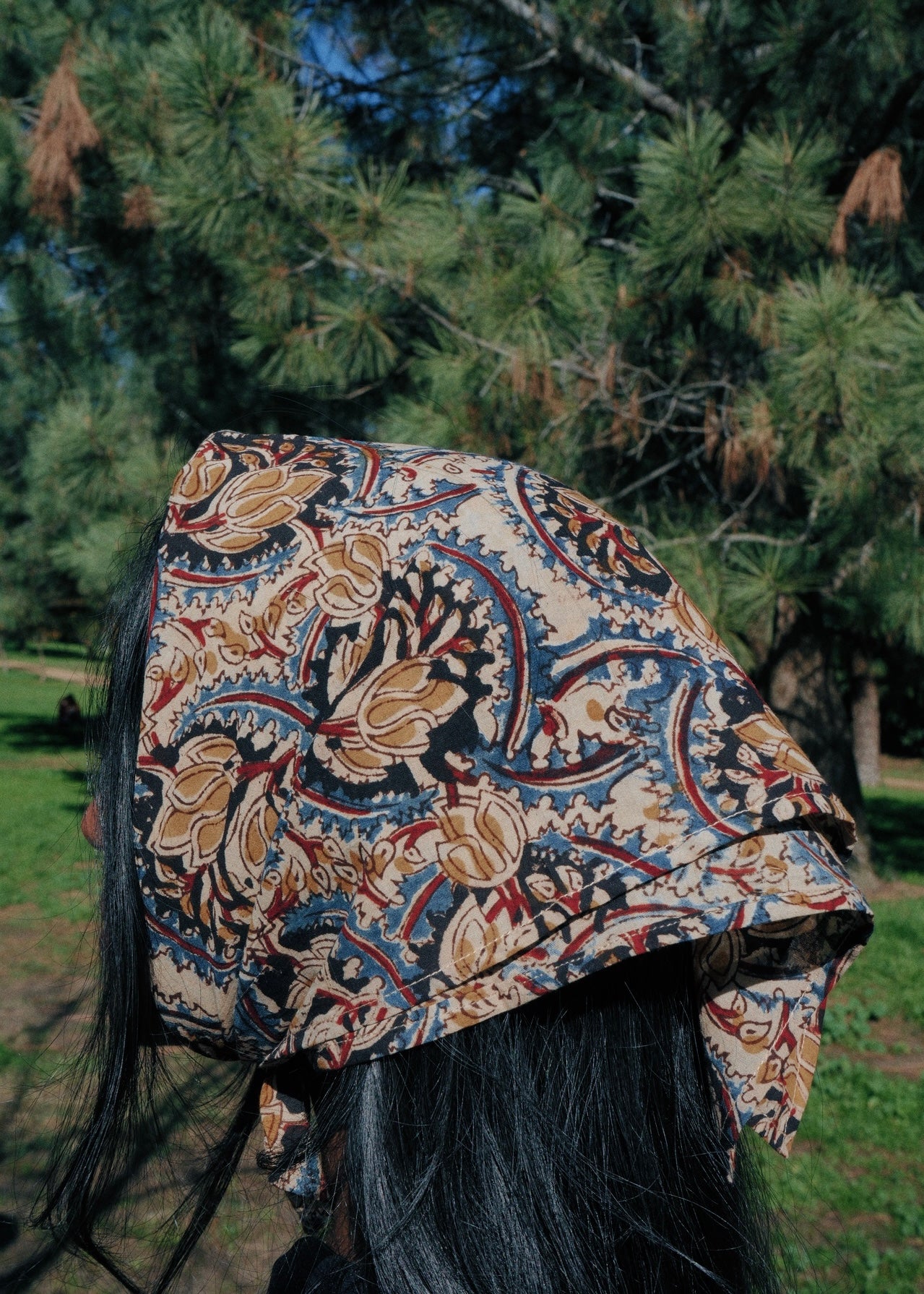 Golden Bloom - Kalamkari Cotton Bandana