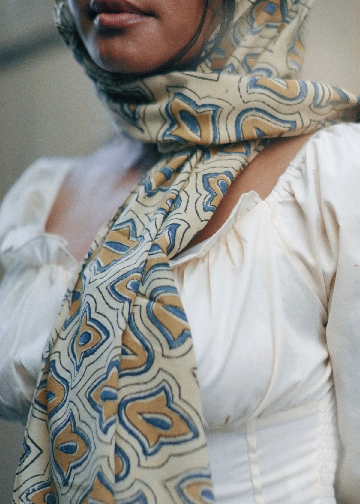 The Juhu Shoreline - Hand Block Printed Scarf (600-039)