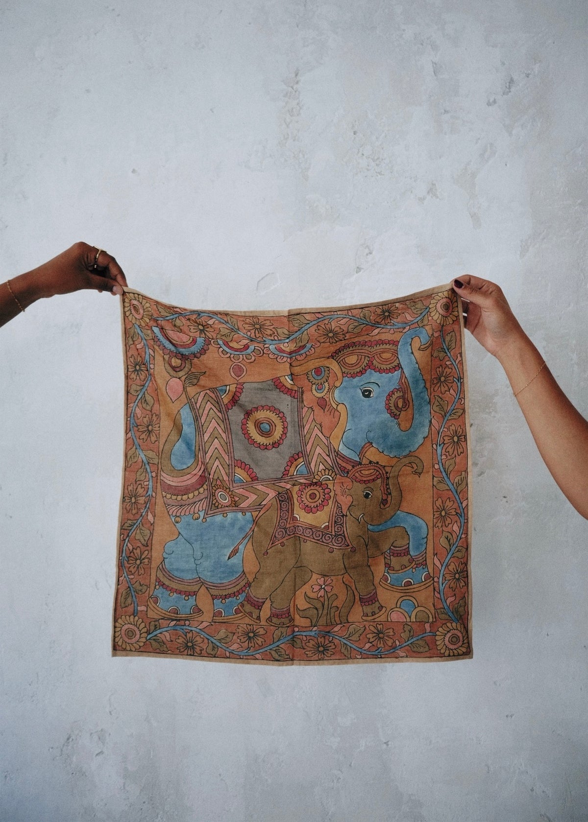 Elephants Night - Limited Edition Hand Painted Cotton Bandana