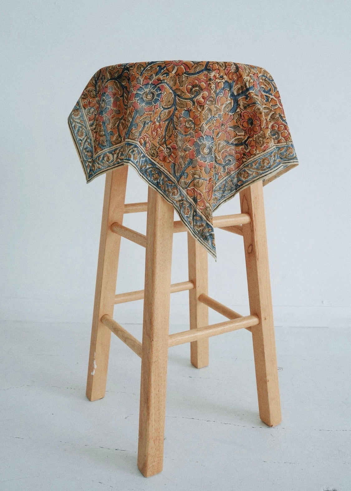 Cobalt Floral - Kalamkari Cotton Bandana