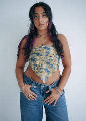 Sea Salt Sunflowers - Kalamkari Cotton Bandana