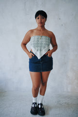 Swimming In Sea Foam - Hand Block Printed Cotton Bandana