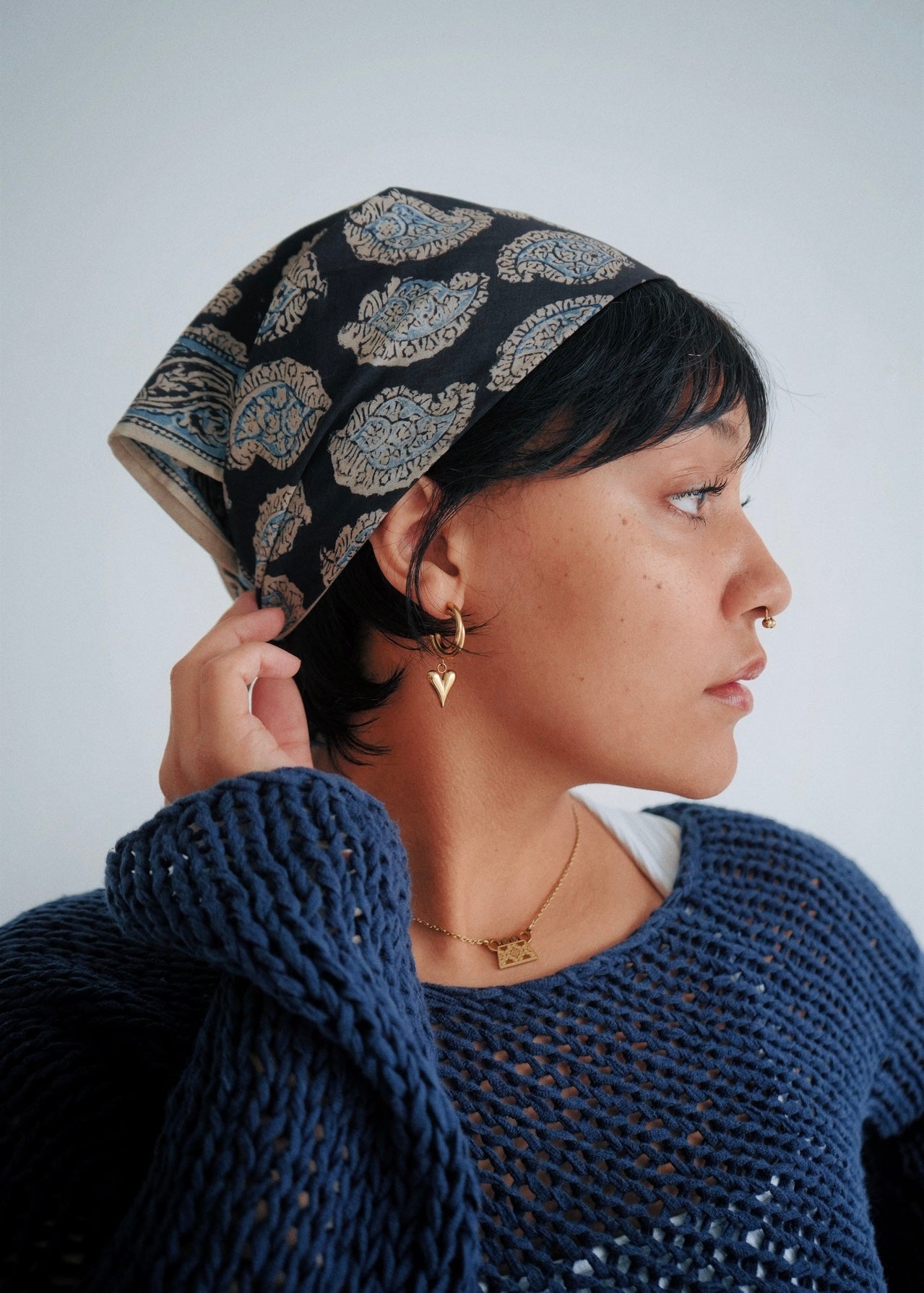 Midnight Feathers - Kalamkari Cotton Bandana