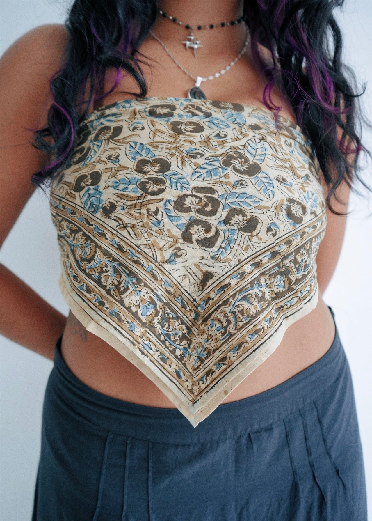 Nature's Nightfall - Kalamkari Cotton Bandana