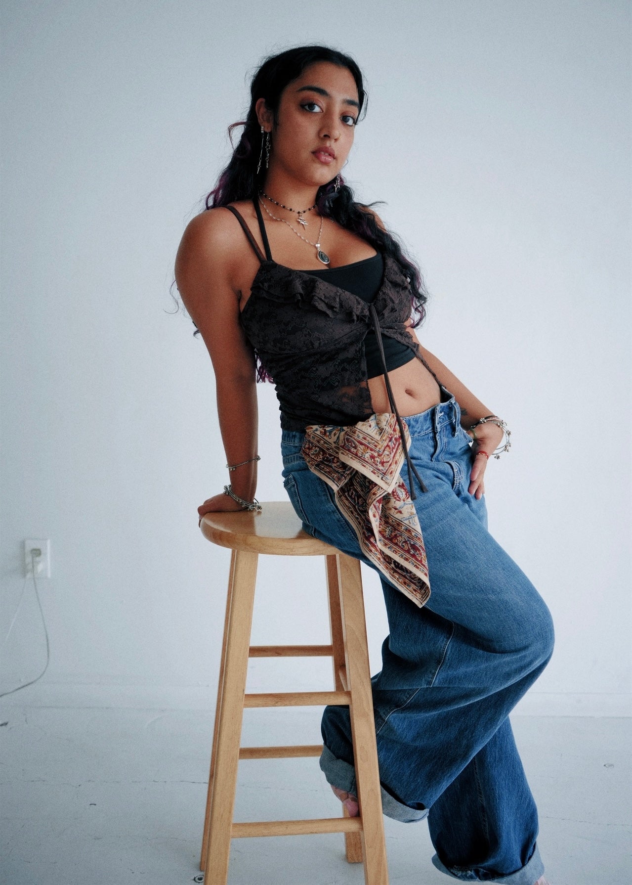 Twilight Petal - Kalamkari Cotton Bandana