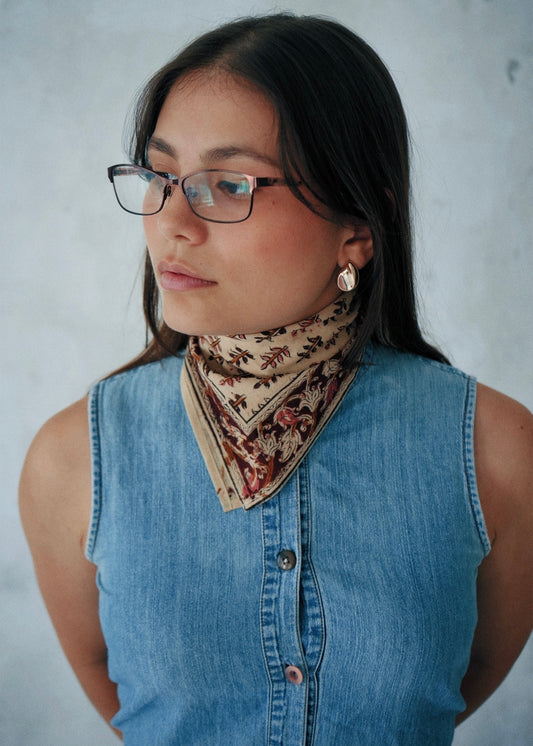 Tan Branches - Kalamkari Cotton Bandana