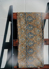 Mustard Tortoise Shell  - Hand Block Printed Scarf (600-071)