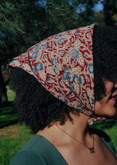 Blueberry Vine (Red) - Kalamkari Cotton Bandana