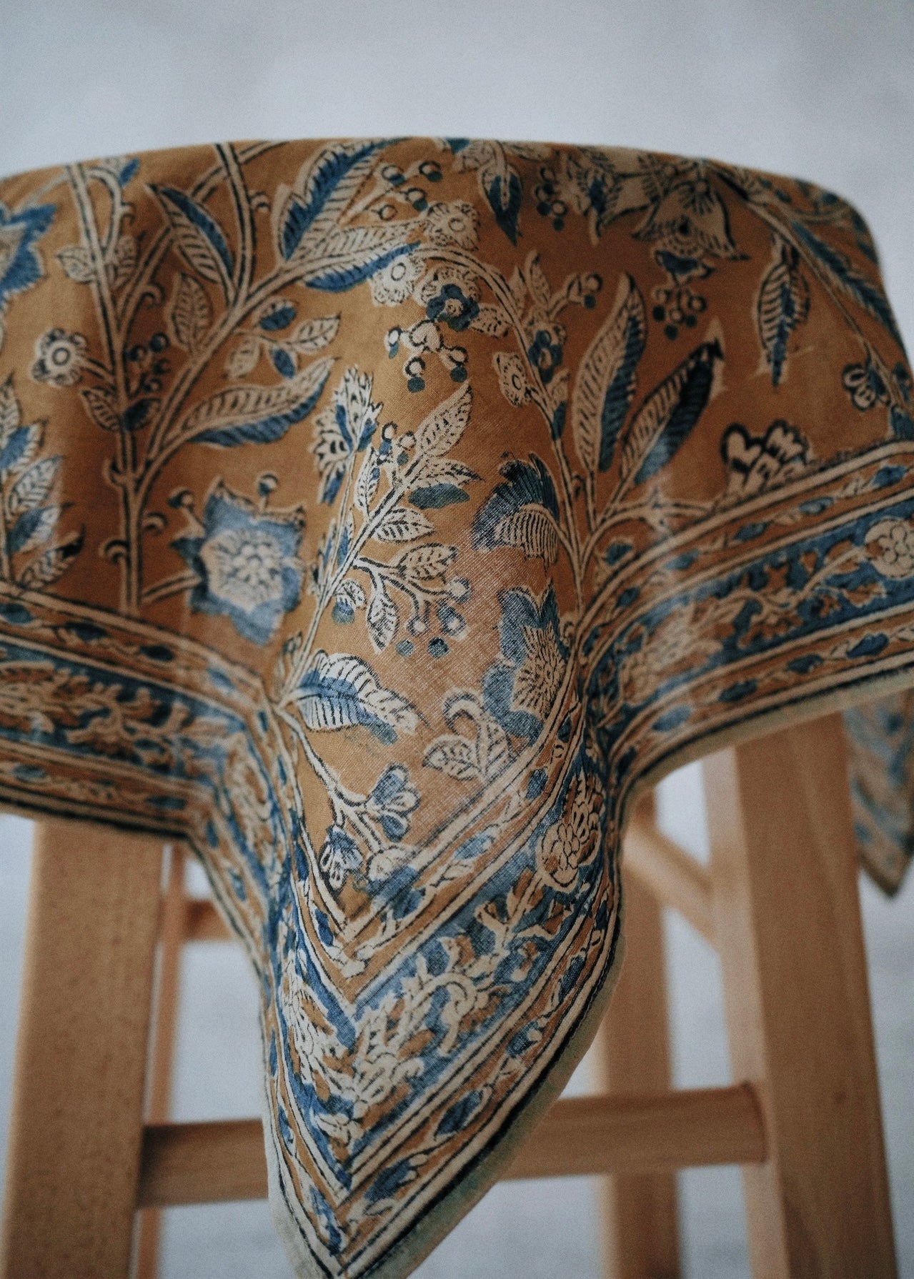 Sapphire Bloom - Kalamkari Cotton Bandana