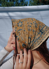 Sapphire Bloom - Kalamkari Cotton Bandana
