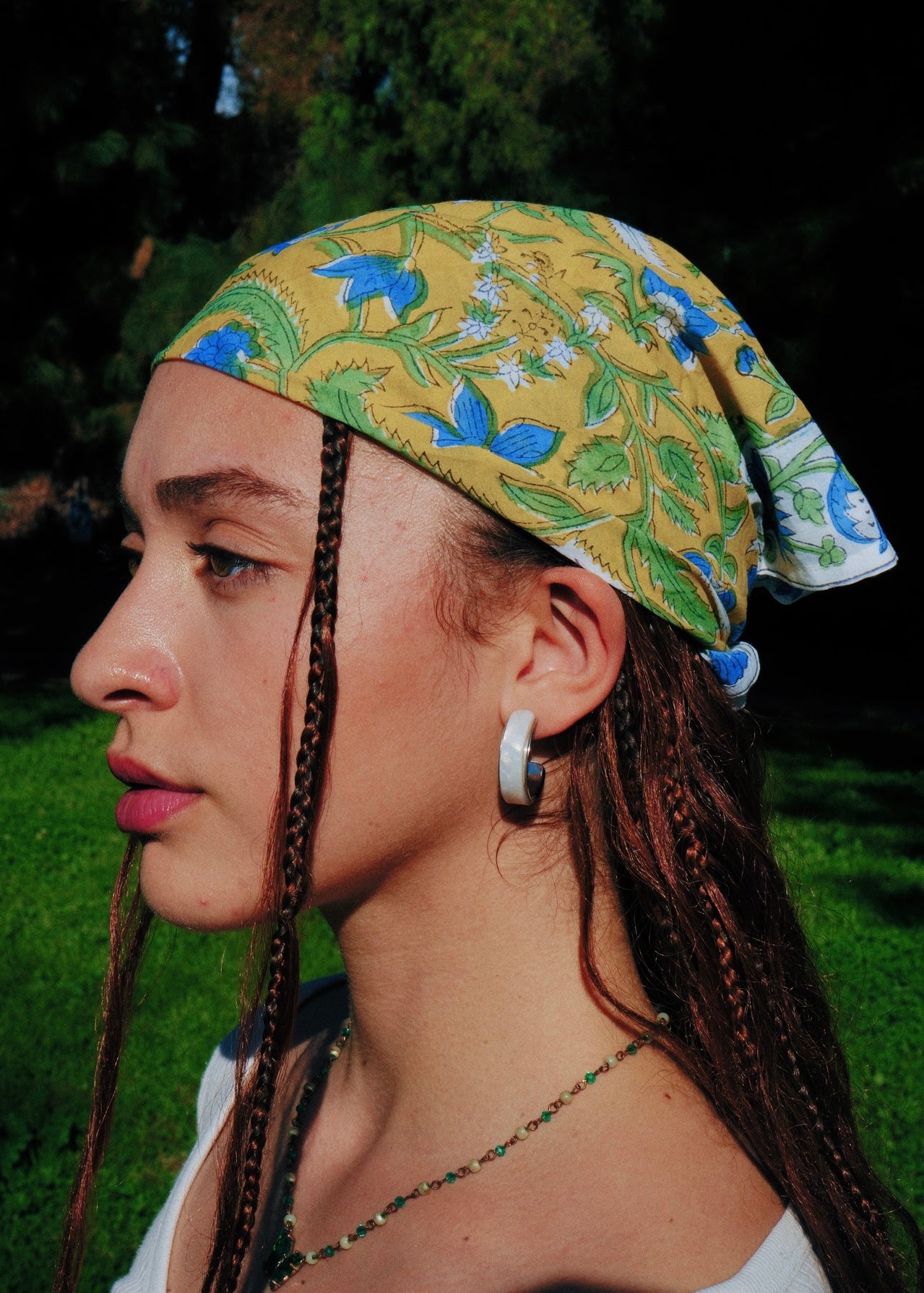 Lotus Trail - Block Printed Cotton Bandana