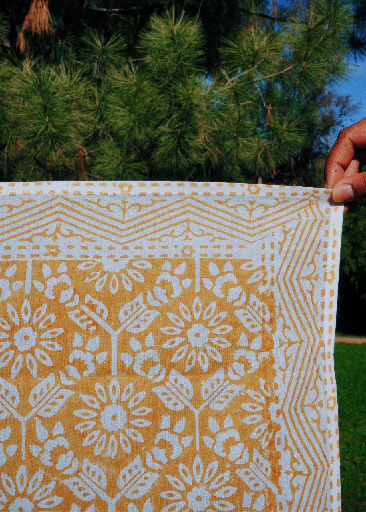 Marigold Pandaga - Block Printed Cotton Bandana