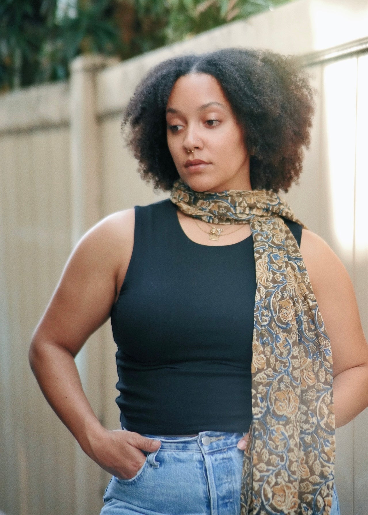 Sahara Rivers - Hand Block Printed Scarf (600-060)
