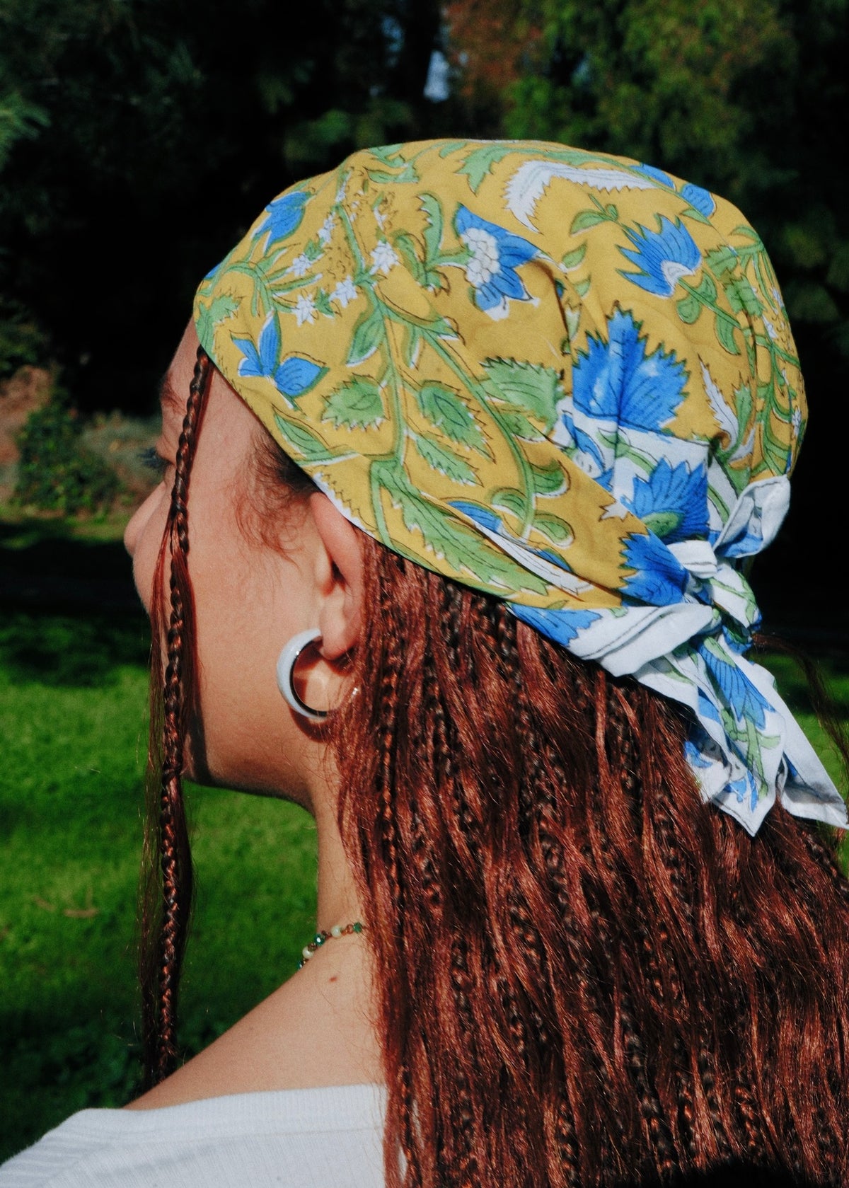 Lotus Trail - Block Printed Cotton Bandana